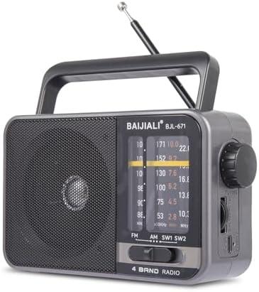 Portable AM/FM Transistor Radio with Loud Speaker, Battery or USB Powered - Compact Emergency Radio for Indoor, Outdoor, Travel & Storms (Model BJL-671)