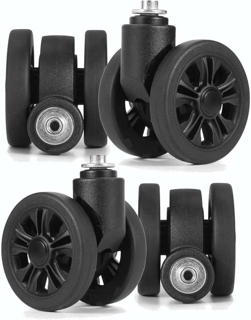 Zoofen Luggage Wheels Replacement 4 pcs Suitcase Replacement Wheels Wear-Resistant Spinner Wheels for Suitcase Repair（ZLN-2，Black)