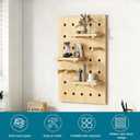 HJZALMI Pegboard Wall Organizer, Wood Pegboard Combination Kit with Shelves & Hooks, Modular Peg Board Panels Storage System for Office Organization Kitchen Bedroom, 15.7"x23.6"x0.6", Beige