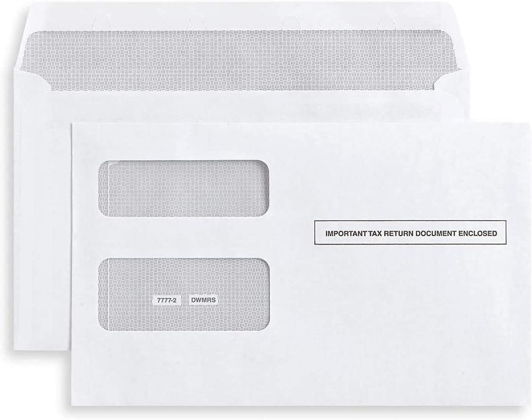 50 1099 Tax Envelopes Self-Seal Designed for printed 1099 Laser Forms - MISC - 1098-1099 R - DIV - INT, Double-Window Security For Quickbooks or Tax Software - 5 5/8 Inch x 9 Inch, 50 Envelopes