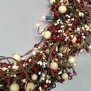 Red Co. 22” Light-Up Christmas Wreath with Red and Cream Pip Berries, Battery-Operated LED Lights with Timer