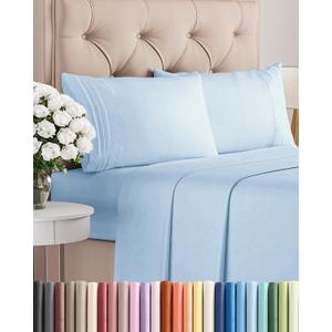 Full Size 4 Piece Sheet Set - Comfy Breathable & Cooling Bed Sheets Set - Hotel Luxury Bedding for Women, Men, Kids, Teens, Boys & Girls - Deep Pockets, Soft and Wrinkle Free - Oeko-Tex - Light Blue (21 - Baby Blue)