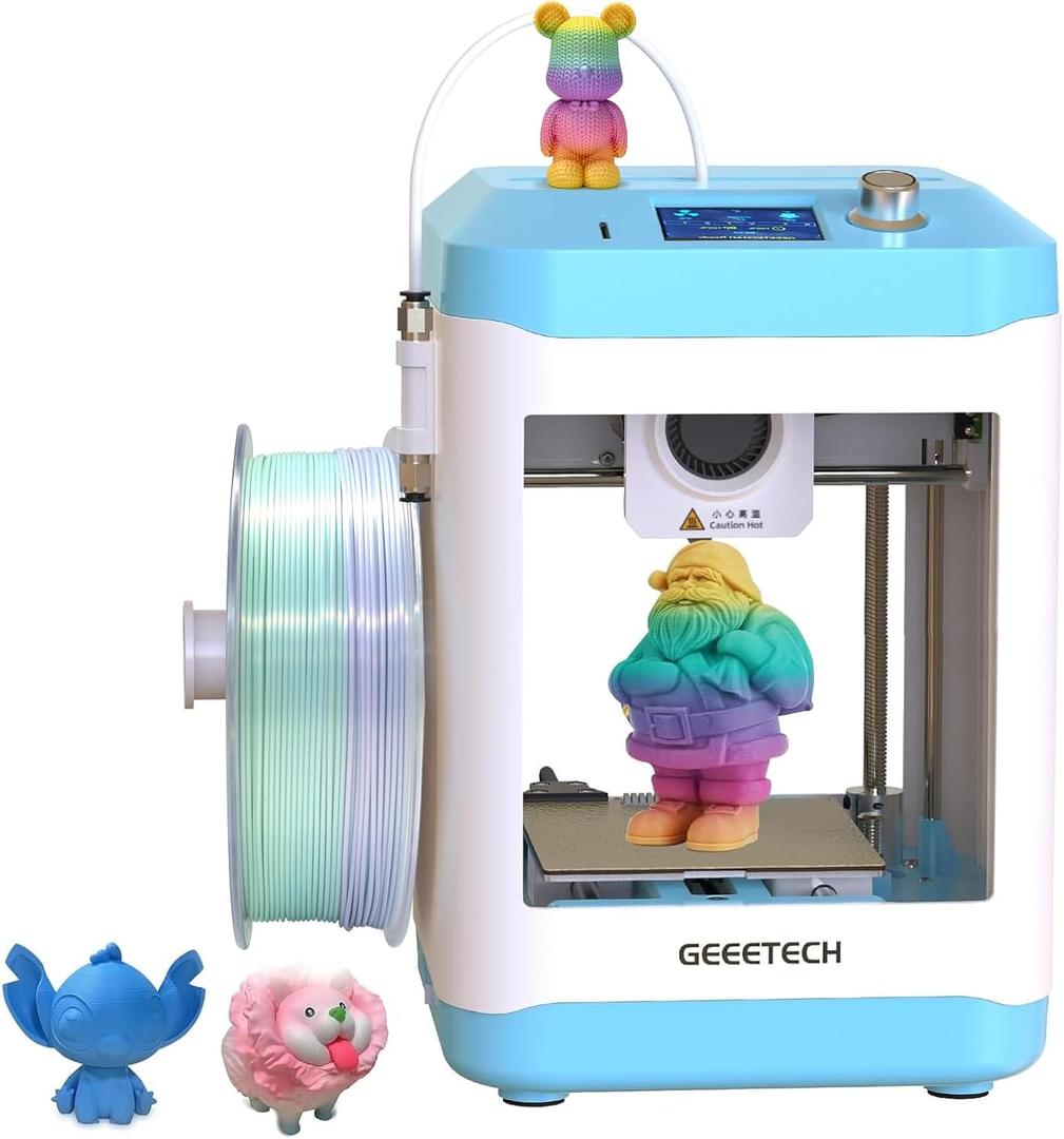 3D Printer for Kids and Beginners,Geeetech Mini 3D Printers with Auto Leveling,High Speed and Fully Open Source,Fully Assembled Direct Drive Extruder,for Home and School,Print Area 3.944.333.94 in (Blue)