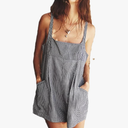Womens Plaid Romper Square Neck Backless Sleeveless Short Jumpsuit Overalls with Pockets XL