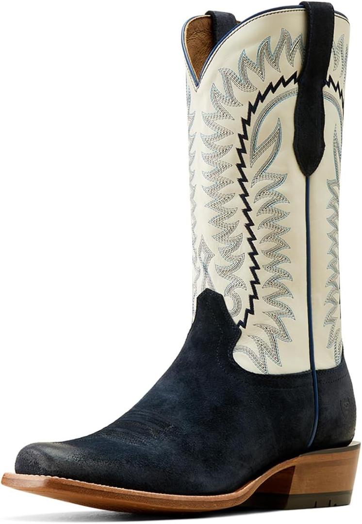 Ariat Men's Futurity Time Western Boot (9.5 Narrow, Blanco/Polo Blue Roughout)