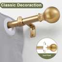Window Curtain Rods 72 to 144 Inches, 1 Inch Diameter Adjustable Drapery Rod, Decorative Heavy Duty Curtains Rod with Fancy Round Finials for Living Room, Bedroom, Patio, Brushed Gold