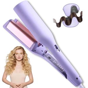 Waver Curling Iron Hair Crimper, 1.25 Inch Ionic Wavy Hair Curler with Ceramic 2 Barrel, Fast Heating Crimper Hair Iron for Wide Deep Waves for Short Long Hair