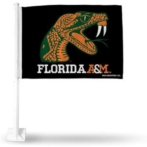 Rico Industries NCAA Florida A&M Rattlers Orange Double Sided Double Sided Car Flag- Strong Pole That Hooks onto Car/Truck/Automobile