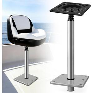 Boat Seat Pedestal Base Mount Kit 16" Extension Pole, 7"x7" Base Plate & 3/4" Lock-in Post for Fishing & Pontoon Boats