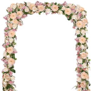 2 Pack Artificial Peony Flower Garland - 6ft Silk Peony Garland Flower Vine Champagne Peony Silk Roses Flowers for Wedding Arch Party Table Decor (2, Champagne)