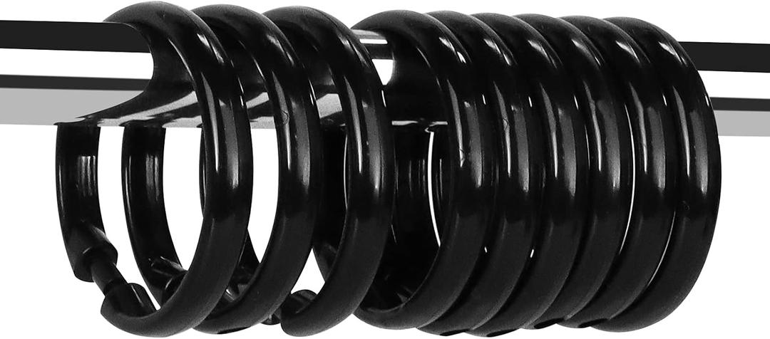 Qulable Black Shower Curtain Hooks Rings, 12 Pcs Circular Plastic Shower Curtain Rings for Bathroom, Plastic Shower Curtain Hooks for Shower Curtain Rod, Black Shower Hooks Rings for Shower Curtain