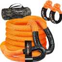 Kinetic Recovery Tow Rope: 1.26" x 30ft 55000LBS Snatch Strap with Soft Shackles Heavy Duty Offroad Towing Straps Kit for Trucks SUV UTV ATV Tractor Car Jeep - Orange