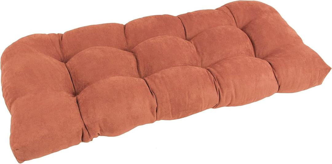 Blazing Needles Microsuede Rounded Back Loveseat Cushion, 42" x 19", Spice