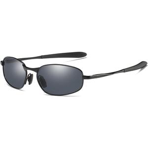 ZHILE Polarized Sunglasses Small Size Rectangular Metal Frame for Men and Women UV400 Protection (Black)