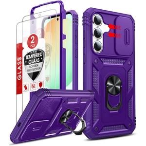 LeYi for Galaxy S25-FE Case: Samsung Galaxy S25 FE Case with Samsung Galaxy S25 FE Screen Protector X2, Magnetic Stand, Shock Proof Funda para Samsung S25FE, Purple