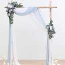 Floroom Arch Flowers with Drapes Kit (Pack of 4) - 2pcs Artificial Dusty Blue & Navy Blue Floral Swag Arrangement with 2pcs Draping Fabric for Wedding Ceremony Arbor and Reception Backdrop Decoration