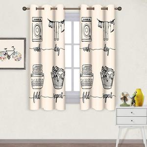 BSPPTI Laundry Curtains, Laundry Quotes Font Style Wash Dry Fold Drapes Room Darkening Thermal Insulated Blackout Grommets Window Drapes for Living, Dining, Bedroom, 42"x 63", 2 Panels, CLLSSP563