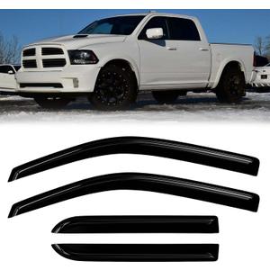 Window Rain Guards Compatible Crew Cab 09-18 Dodge Ram 1500 10-25 Dodge Ram 2500 3500 Mega Cab 4PC Window Visors Vent Shade Deflector