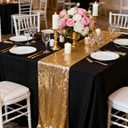 12x108 inch Gold Sequin Table Runner Sparkly Glitter Table Linens 6 Packs for Party Decorations Wedding Birthday Baby Shower Engagement Anniversary