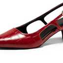 Coutgo Womens Slingback Kitten Heels Closed Pointed Toe Pumps Ankle Strap Work Dress Shoes 9