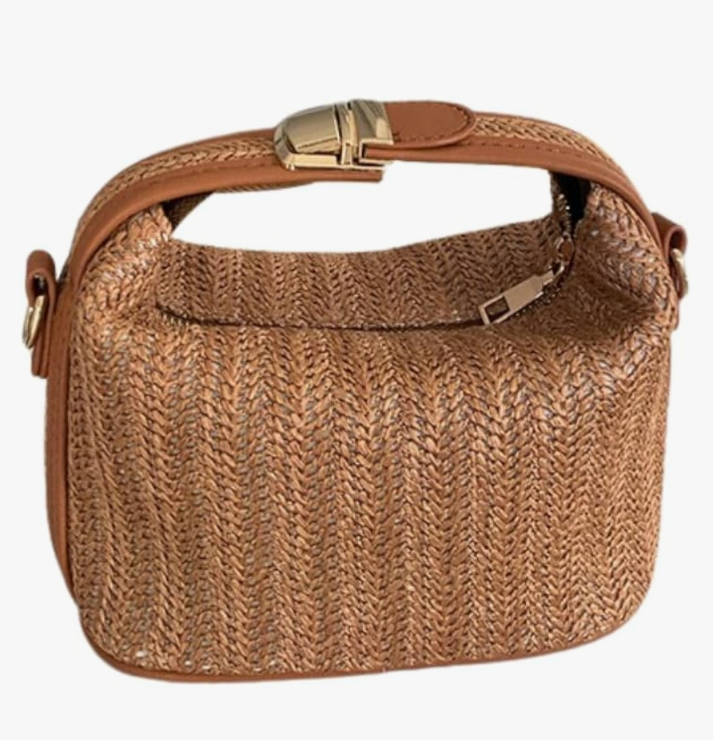 Straw Purse Handbag Top Handle Clutch Bag Woven Bag Mini Crossbody Bags for Women Summer Beach Vacation