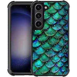 Goodsprout Compatible with Samsung Galaxy S23 Case,Green Mermaid Scales Amazing Pattern Design Shockproof Anti-Scratch Hard PC Back Case for Samsung Galaxy S23