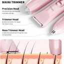 Ufree Bikini Trimmer Women Electric Razors Dual Head, Pubic Body Hair Trimmer Electric Shaver for Face, Legs, Arm, Rechargeable Lady Shaver Waterproof, Summer Grooming Kit