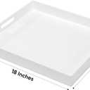 Large Glossy White Acrylic Serving Tray (1816 Inches) with Cut Out Handles Spill Proof Acrylic Decorative Tray Organiser for Ottoman Coffee Table Countertop