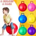 Lewtemi 6 Pcs Hopper Ball for Kids 18 Inch Jumping Hopping Inflatable Bouncing Ball with Handle and Air Pump for Indoor Outdoor Games Sport Exercise Fun Easter Basket Stuffers Gifts(Rainbow Colors)