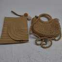 JaGely 2 Pack Women Straw Crossbody Bag Straw Clutch Rattan Purse for Women with 2 Pairs Rattan Earrings for Summer Beach Holiday Accessories