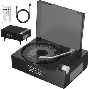 Portable CD Player for Home with Hi-Fi Speaker, Bluetooth Transmitter and Receiver, Timer, LED Display, FM Radio, Built-in Dual Speakers, USB/AUX Support, Headphone Jack (Gray)