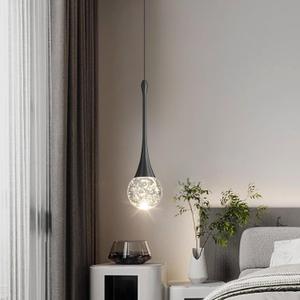 Modern Pendant Lights for Kitchen Island LED Dimmable Crystal Glam Ceiling Pendant Lighting for Dining Room Hallway Bedroom Corner Lamp Black (1 Light)