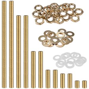 Brass Lamp Hardware - Threaded Pipe Rods & Assortment Including 10" Pipe Nipples, Washers & Locknuts