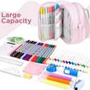 Large Capacity Pencil Case, Mini Backpack Pencil Case, Storage High Capacity Bag Pouch Holder Marker Pen Organizer, for Student, Teen Girls, Adults (Pink)