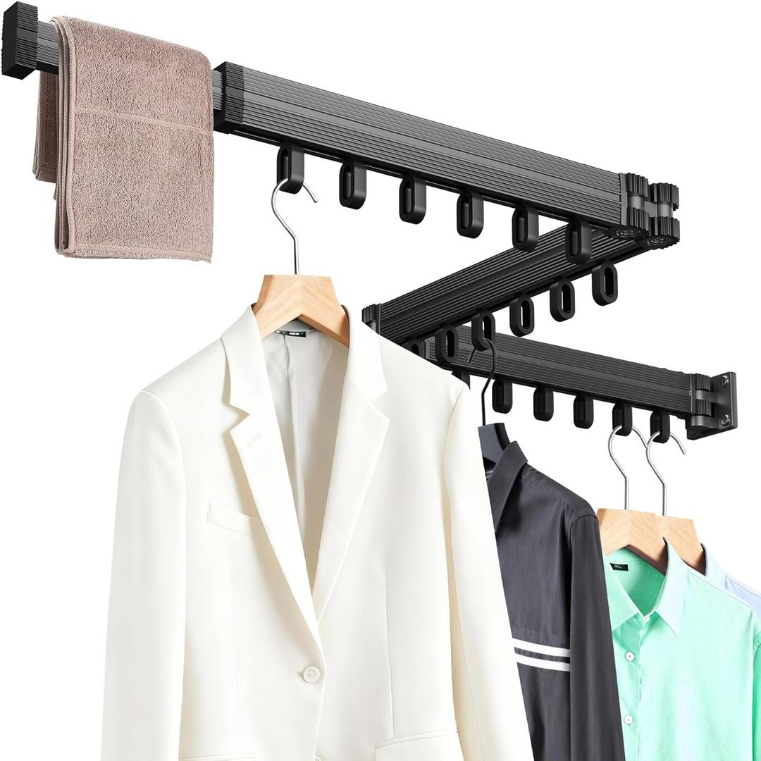 KAXIWEI Foldable Wall Mounted Drying Rack for Clothes  Space Saving Laundry Drying Rack for Small Laundry Room & Home Use