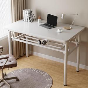 Foldable Desk, Small Folding Table for Small Space, 2 Tier Folding Computer Table for Bedroom No Assembly 2ft 3ft. (31.5" x 19.7", Frame white/Board white)