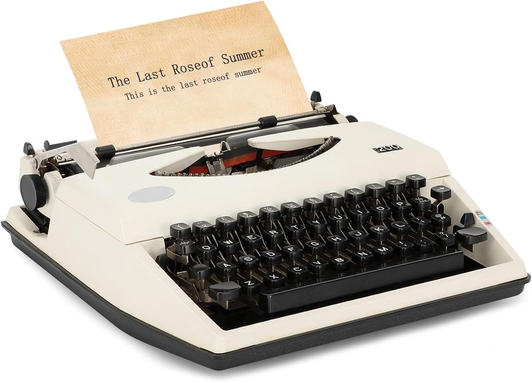 Manual Typewriter,White Traditional Portable Vintage Typewriter Deeply Restored by Craftsmen,Manual Typewriter for Writing,Letters and Vintage Collectible Present,Classic Retro Manual Typewriter