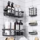 Shower Caddy 5 Pack Rustproof Stainless Steel Bath Organizers With Large Capacity, No Drilling Shelves, Adhesive Shower Caddy, for Bathroom Storage & Home Decor, SC02