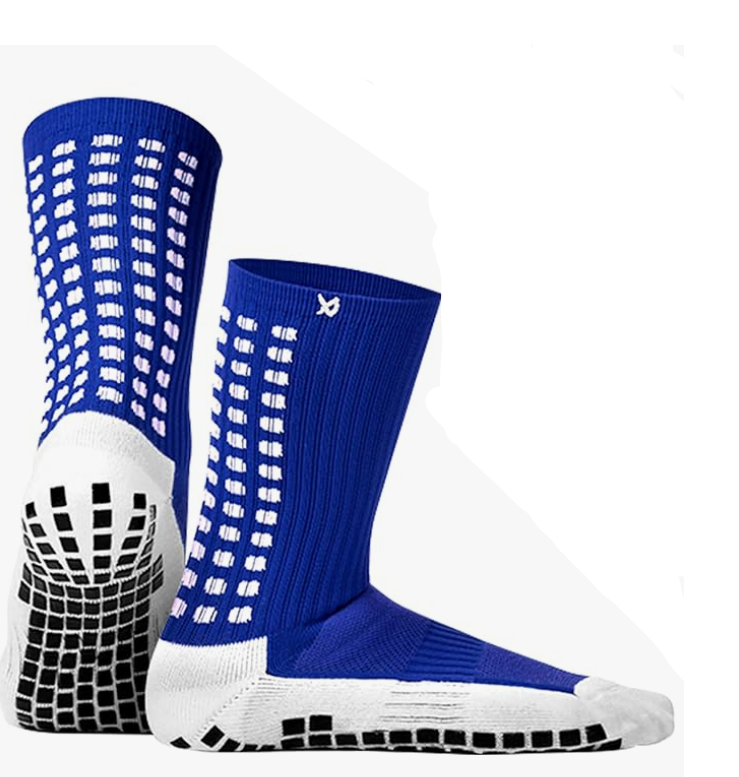 Lux Dual Grip Socks - Soccer Grip Socks for Men and Women. GripArray Performance & Comfort (Large, Blue)
