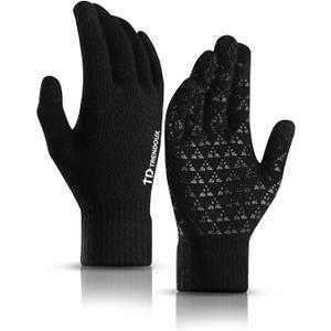 TRENDOUX Winter Gloves for Men Women - Upgraded Touch Screen Cold Weather Thermal Warm Knit Glove for Running Driving Hiking (Large, Black)