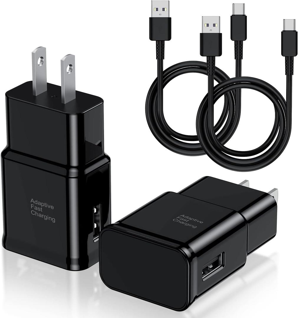Type C Charger Fast Charging, 2 Pack USB C Android Phone Wall Charger Block & 6ft Charge Cable Cord, for Samsung Galaxy S8 / S9 / S10 Plus Active S10e, S20 / S21 Ultra Plus, Note 8 9 10, Pixel 3