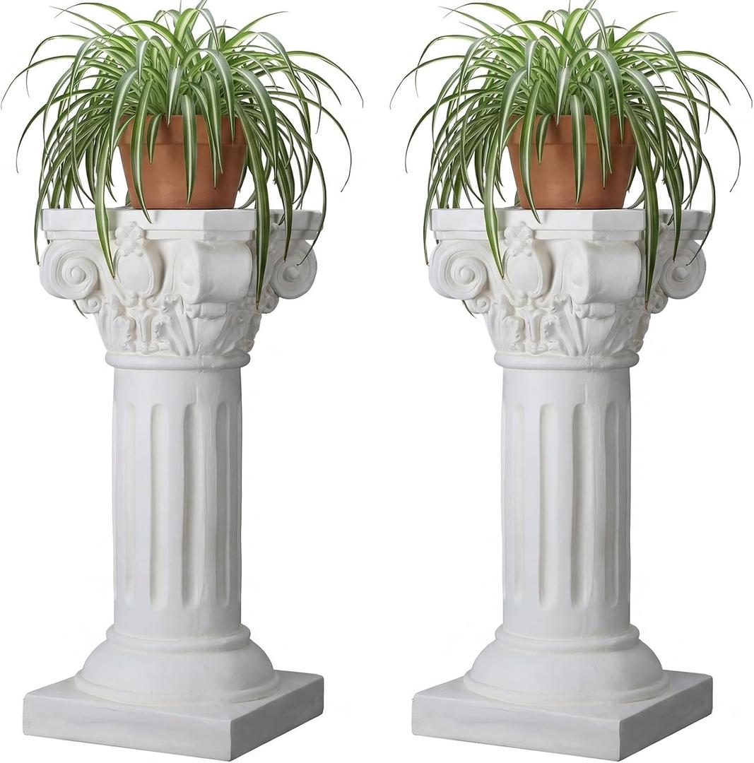 2 Pack 21.7 Inch Roman Column and Pillar Plant Pedestal, Elegant