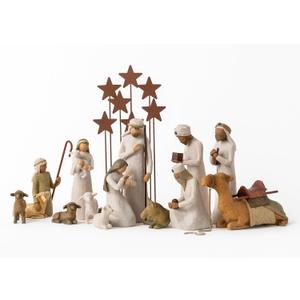 Willow Tree Nativity Starter Figures with The Three Wisemen Plus Metal Stars, 14-Piece Set