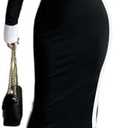 SOLY HUX Women's Long Sleeve Square Neck Bodycon Elegant Midi Dress Pencil Cocktail Party Dresses (No Size)
