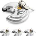 QWORK Keyed Alike Disc Padlock, 4 Pack Stainless Steel Discus Lock with 3/8-Inch Shackle, 2-3/4 in Wide, for Garages, Fence, Sheds and Storage Unit