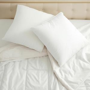 OKBA Throw Pillows Insert Set of 2, with 100% Cotton Cover, Bed and Couch - Indoor Hotel Decorative Pillows, 16x16 in White Pillows Inserts