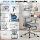 Mesh Ergonomic Office Chair with Footrest, High Back Mesh Gaming Chair with Lumbar Support, Adjustable Headrest and Armrests for Home Office Desk Chair (Modern, Grey), 26 inches x 23 inches x 40 inches
