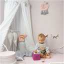 Bed Canopy with Pom Pom Cotton Canopy for Kids Crib Baby Girl Netting Cover Canopy Crib Curtain Reading Nook Hanging Tent Nursery Play Game Castle Room Decoration (White)