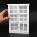 Dollhouse Furniture 1/12 Miniature Display Shelf Bookshelf Storage Cabinet for Living Room Kitchen Room (White)