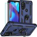 for Moto G Pure Phone Case, Moto G Power 2022 Case with HD Screen Protector, Military Grade Protective Cases with Ring for Moto G Pure (Blue)